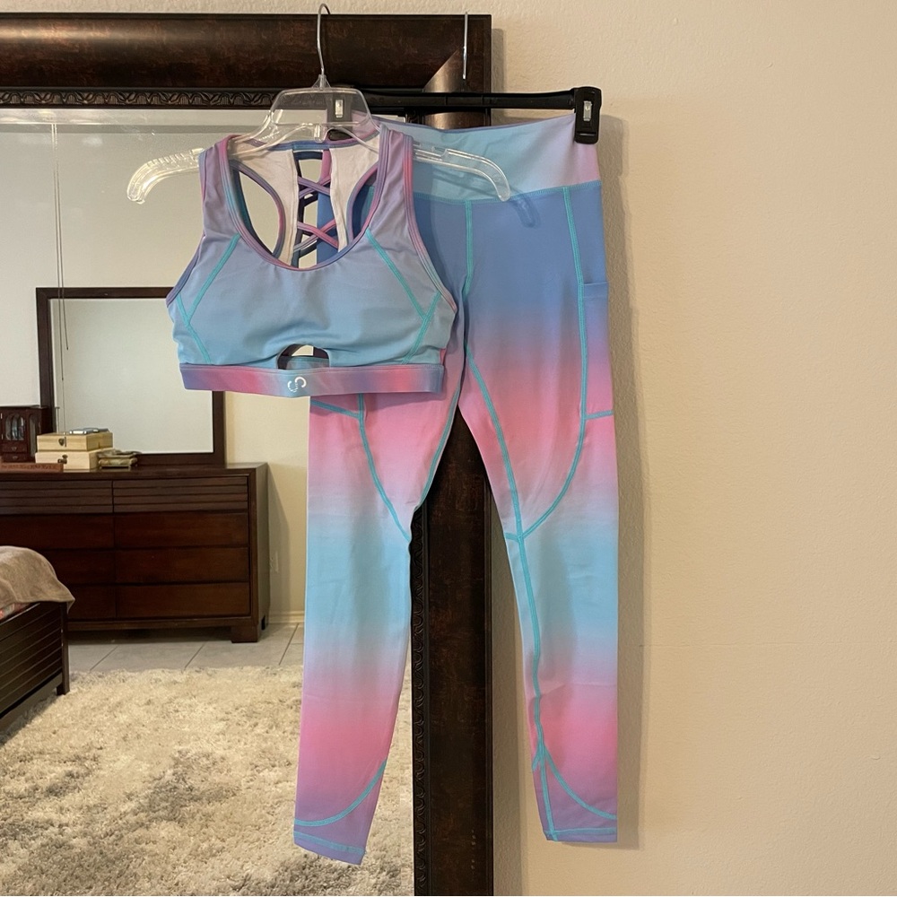 Curves n Combatboots cotton candy rainbow legging set